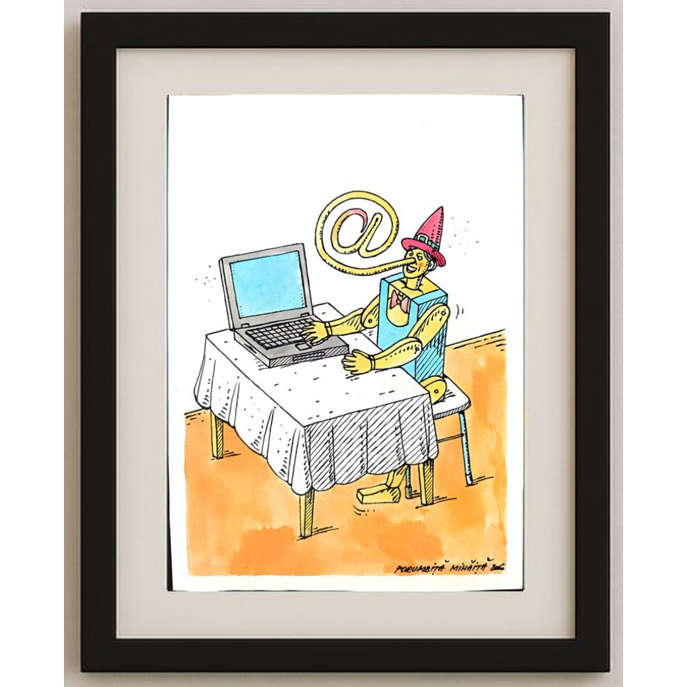 Porumbita Mihaita 29x21cm Orijinal Karikatür BOD00271