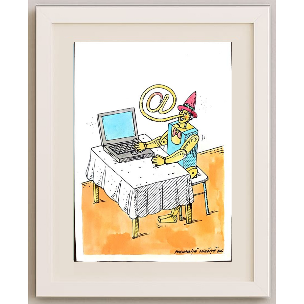Porumbita Mihaita 29x21cm Orijinal Karikatür BOD00271