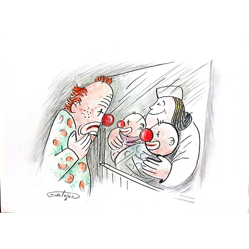 Wolfgang Schlegel 29x21cm Orijinal Karikatür BOD00273