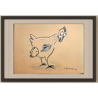 Nickolay Chernyshev 29x21cm Orijinal Karikatür BOD00288