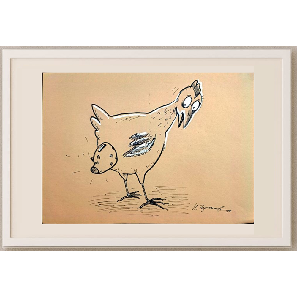Nickolay Chernyshev 29x21cm Orijinal Karikatür BOD00288