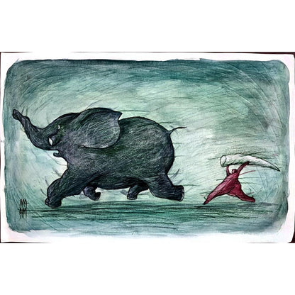 Majid Amini 35x21cm Orijinal Karikatür BOD00341