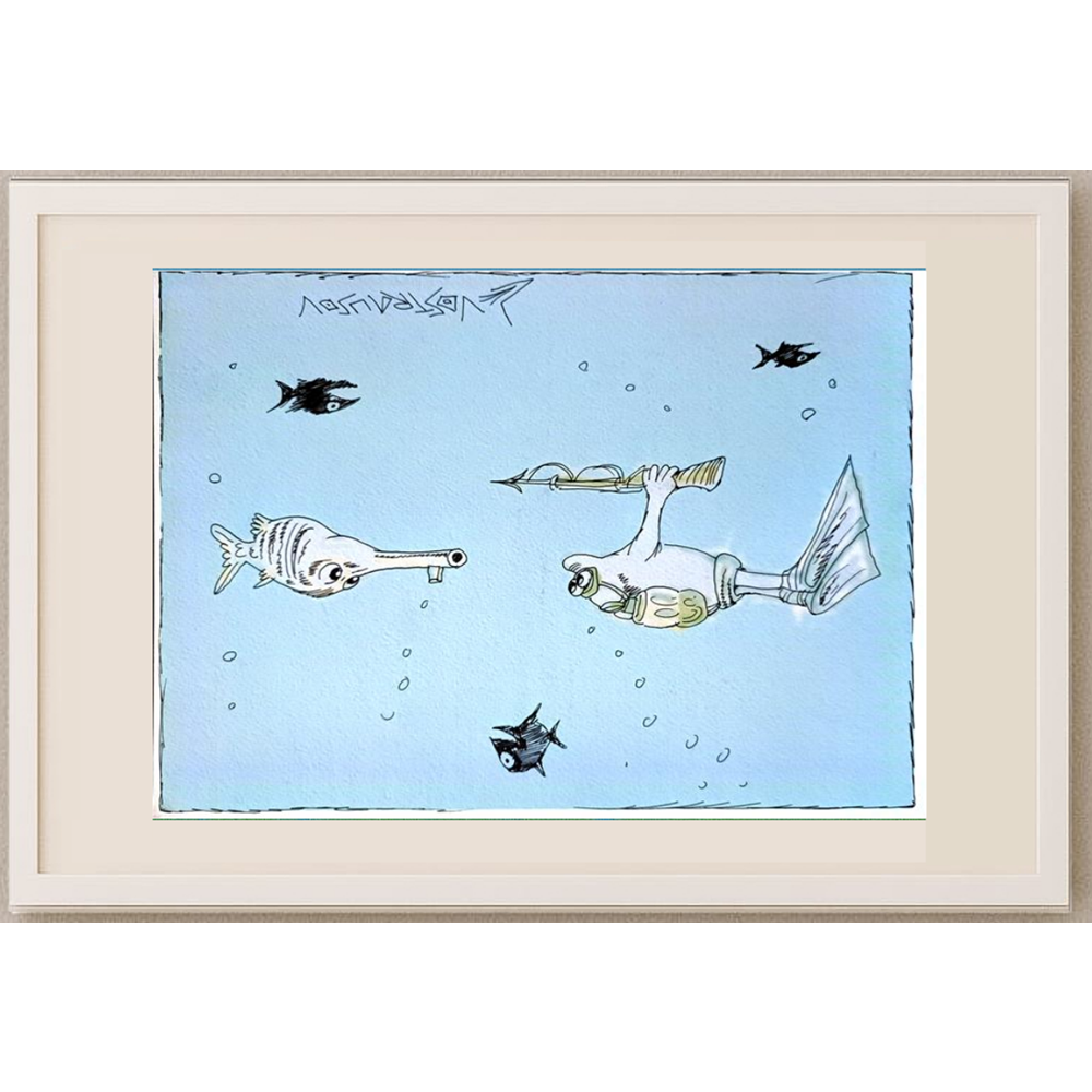 Chenzov Lev 29x21cm Orijinal Karikatür BOD00370