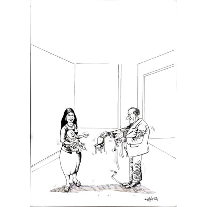 Raed Khalil 29x21cm Orijinal Karikatür BOD00374