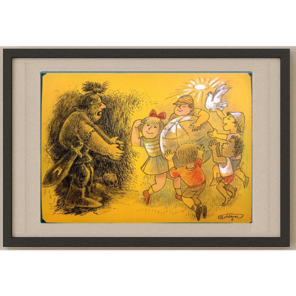 Wolfgang Schlegel 29x21cm Orijinal Karikatür BOD00387
