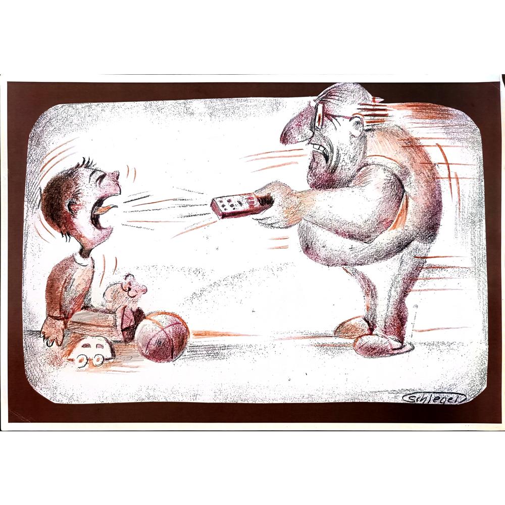 Wolfgang Schlegel 29x21cm Orijinal Karikatür BOD00389