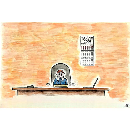 Atilla Efendioğlu 29x21cm Orijinal Karikatür BOD00455