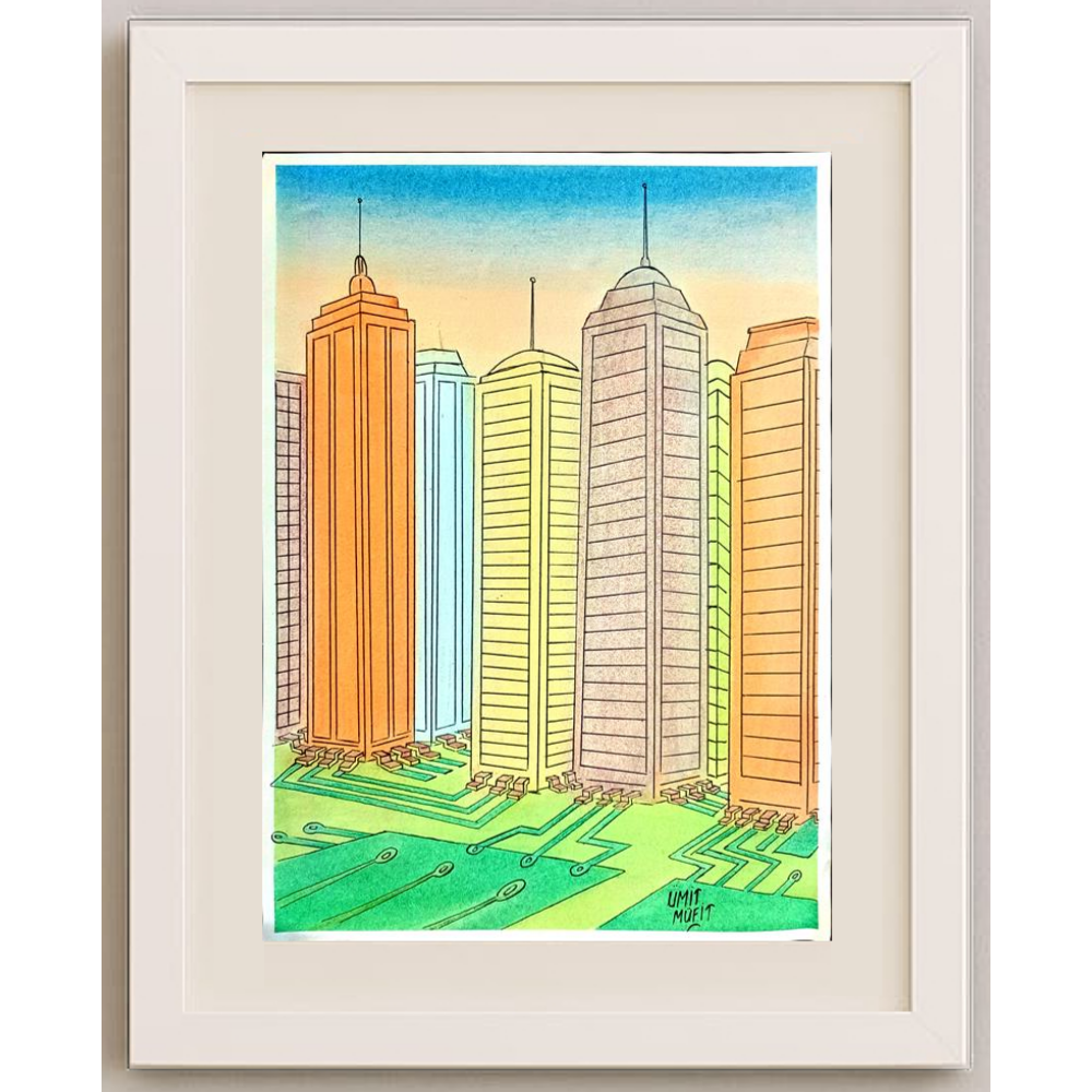 Ümit Müfit Dinçay 29x21cm Orijinal Karikatür BOD00462