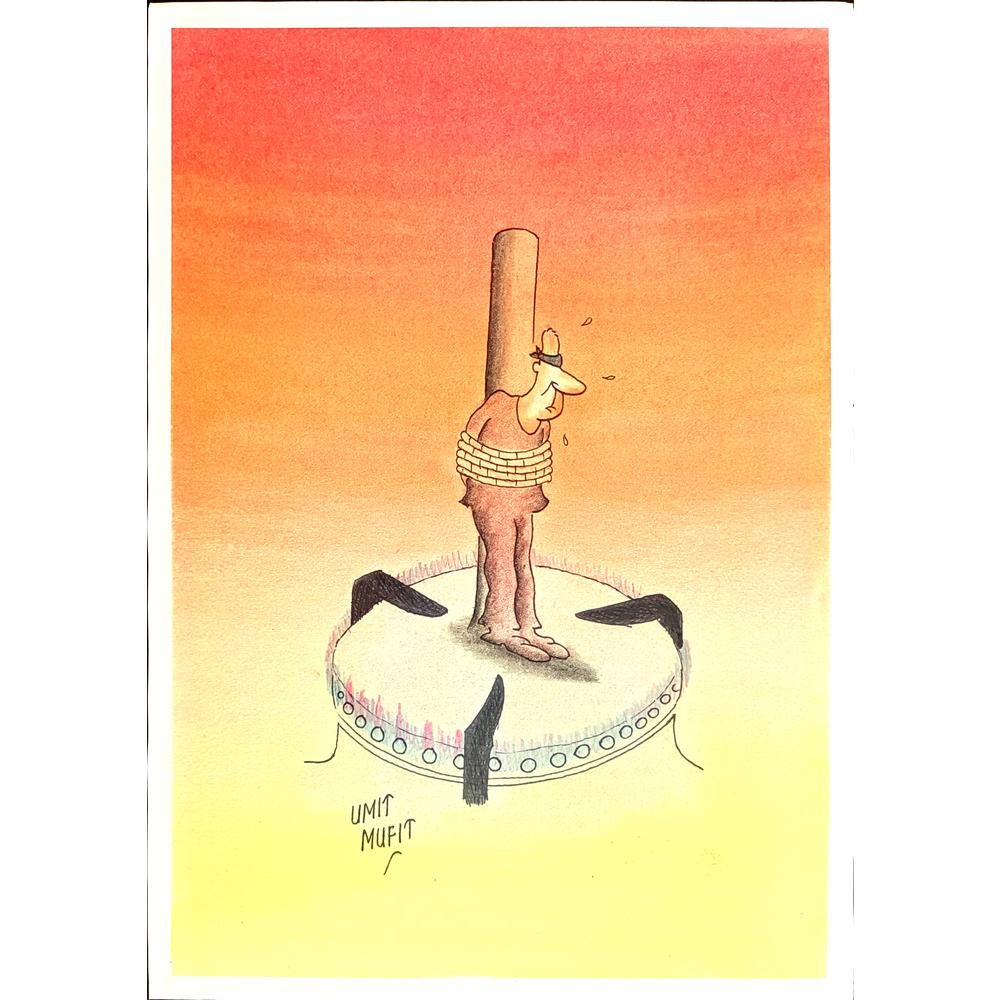 Ümit Müfit Dinçay 29x21cm Orijinal Karikatür BOD00464