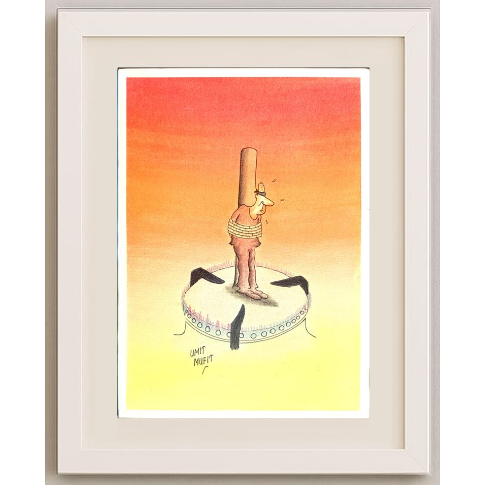 Ümit Müfit Dinçay 29x21cm Orijinal Karikatür BOD00464