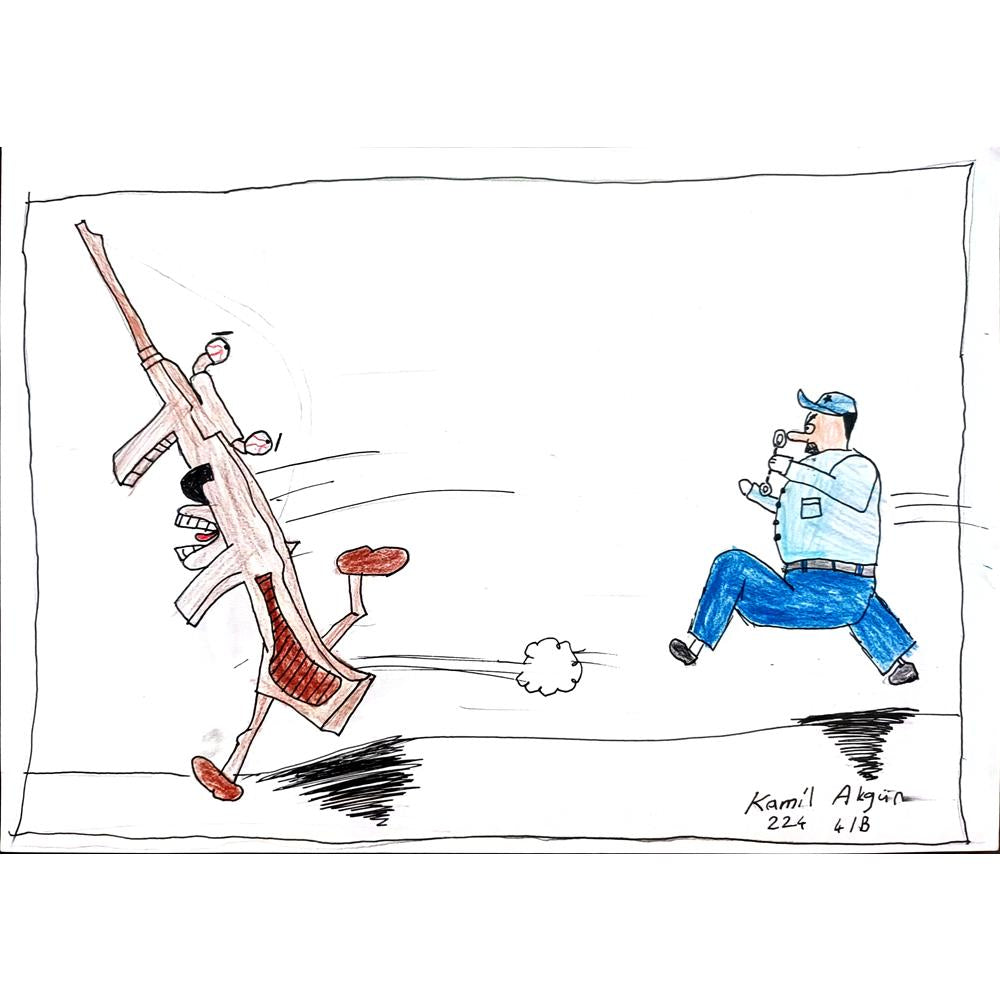 Kamil Akgün 29x21cm Orijinal Karikatür BOD00553