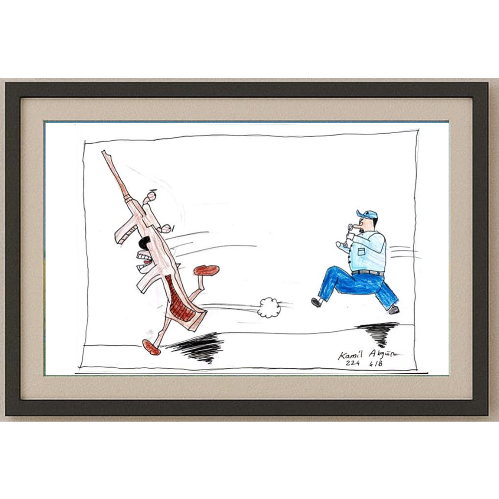 Kamil Akgün 29x21cm Orijinal Karikatür BOD00553