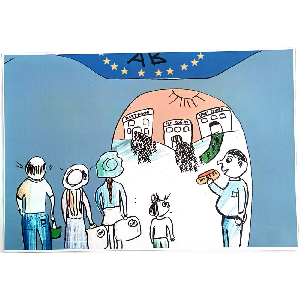 Naz Koral 43x30cm Orijinal Karikatür BOD00563