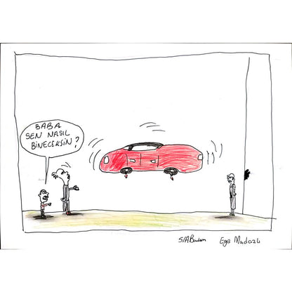 Ege Madazlı 29x21cm Orijinal Karikatür BOD00583