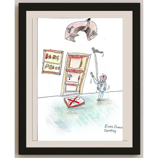 Enes Baran Demiray 29x21cm Orijinal Karikatür BOD00598