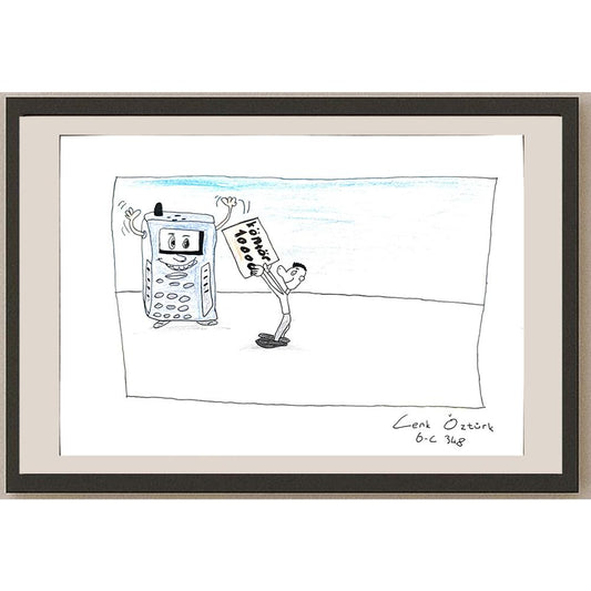 Cenk Öztürk 29x21cm Orijinal Karikatür BOD00614