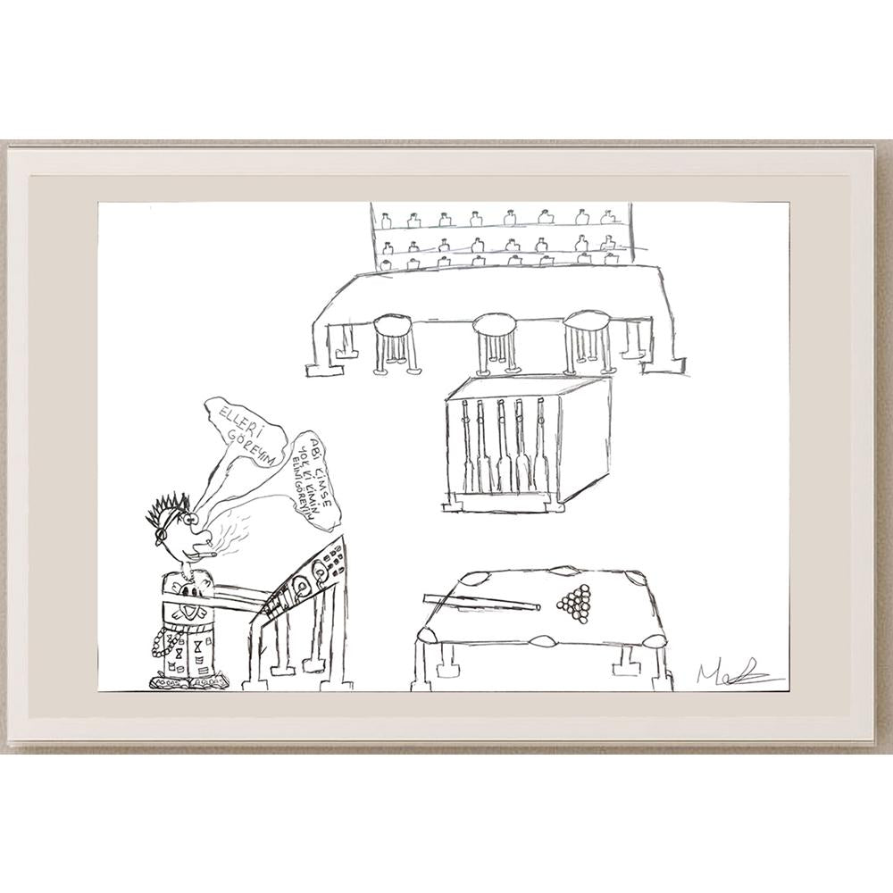 Mustafa Durgun 29x21cm Orijinal Karikatür BOD00665