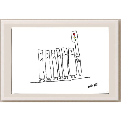 Derin Lal Çevik 29x21cm Orijinal Karikatür BOD00683