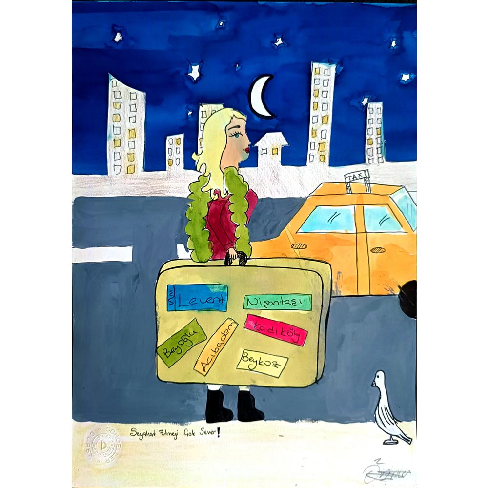 Öznur İrem İşler 29x21cm Orijinal Karikatür BOD00738