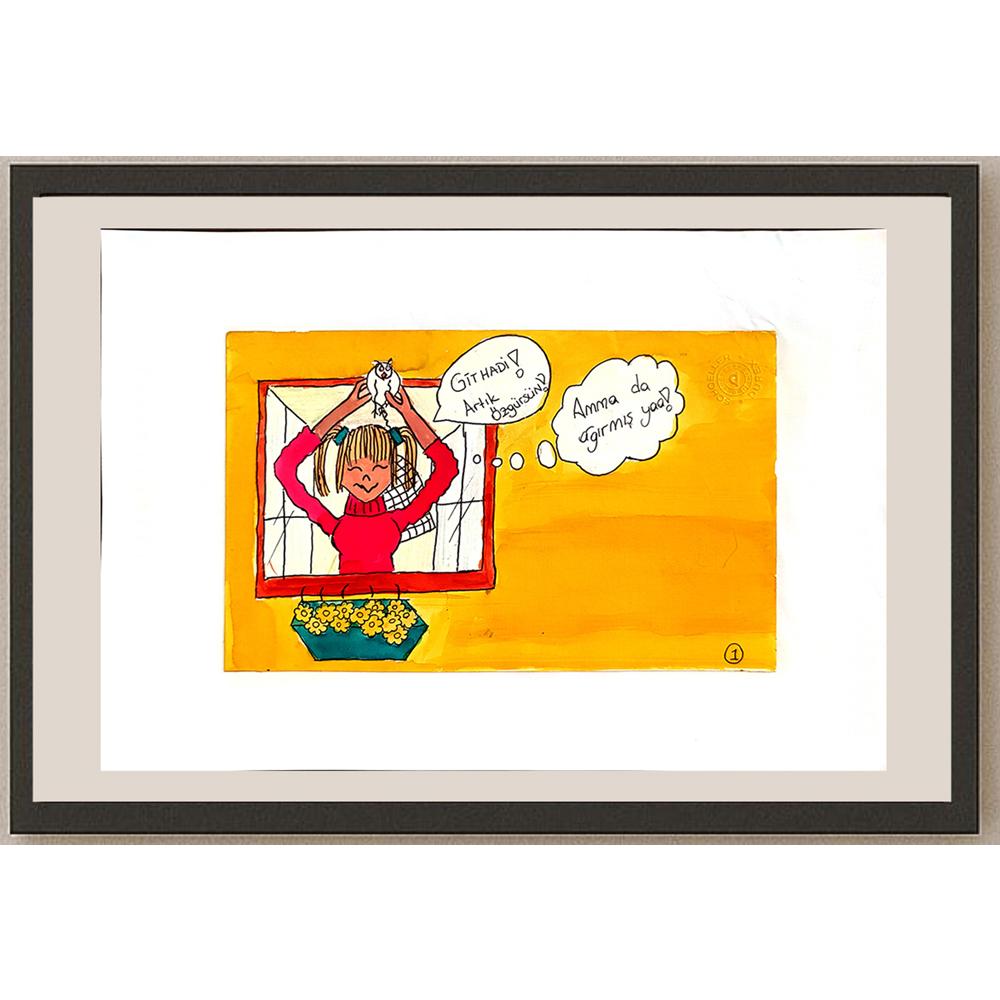 Yaprak Subaşı 21x13cm Orijinal Karikatür BOD00765