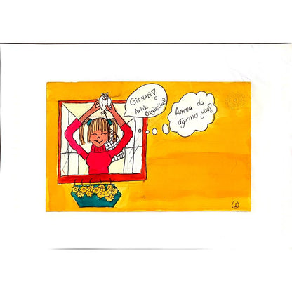 Yaprak Subaşı 21x13cm Orijinal Karikatür BOD00765