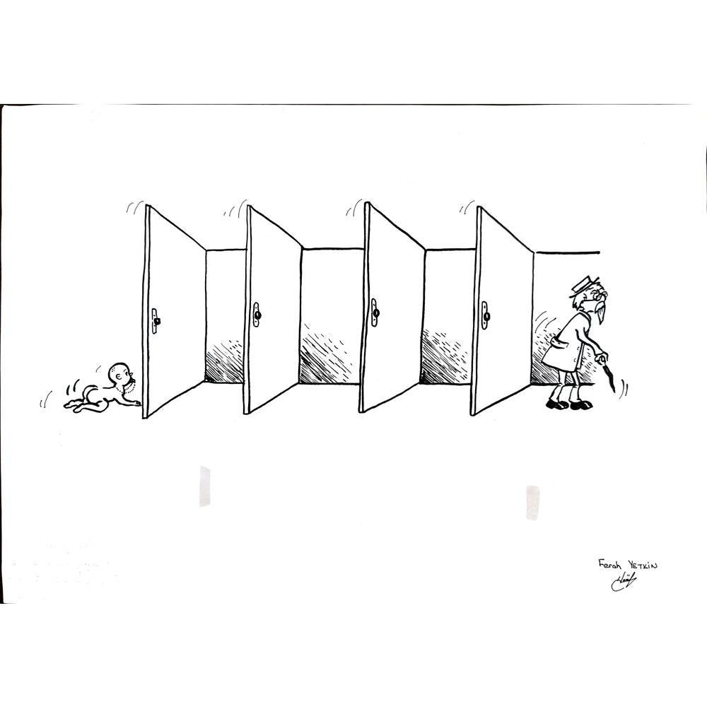 Ferah Yetkin 29x21cm Orijinal Karikatür BOD00895