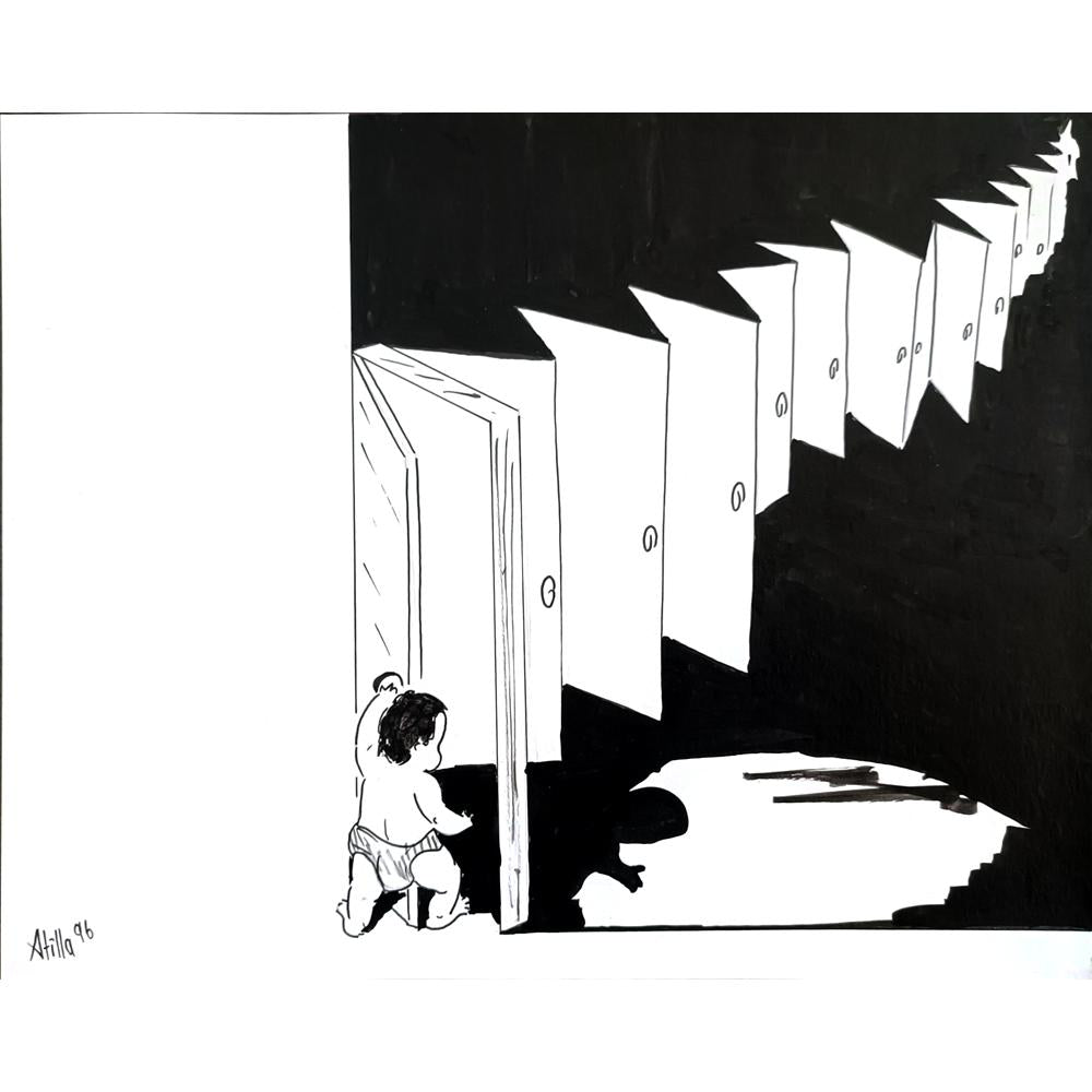 Atilla Tutel 25x20cm Orijinal Karikatür BOD00901