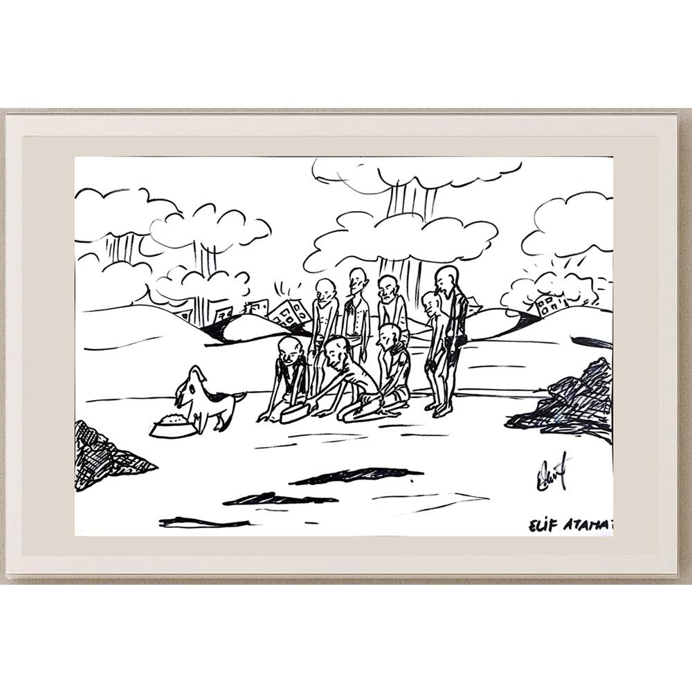 Elif Atamaz 43x30cm Orijinal Karikatür BOD00913