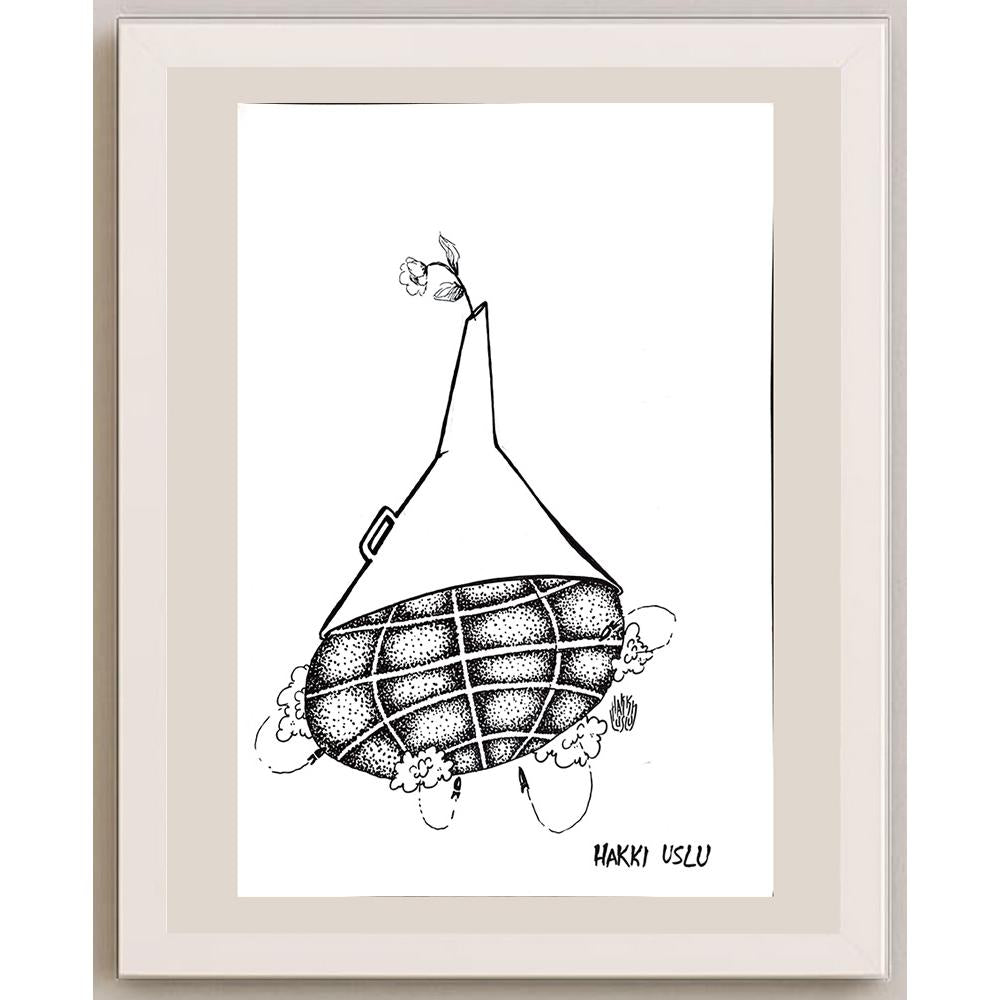Hakkı Uslu 43x30cm Orijinal Karikatür BOD00915