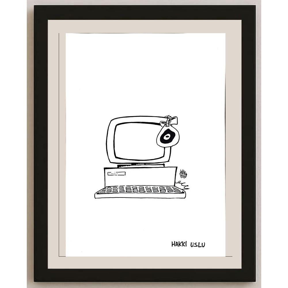 Hakkı Uslu 43x30cm Orijinal Karikatür BOD00916