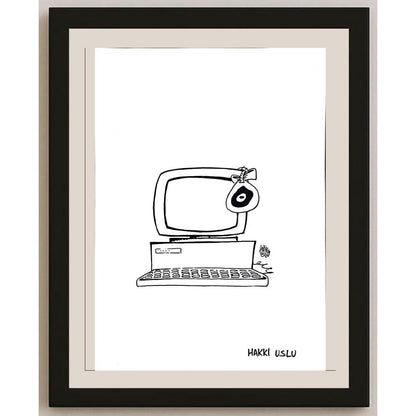 Hakkı Uslu 43x30cm Orijinal Karikatür BOD00916
