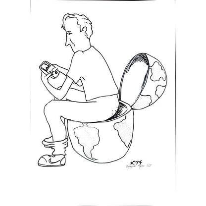 Boğaçhan Alpan 43x30cm Orijinal Karikatür BOD00929