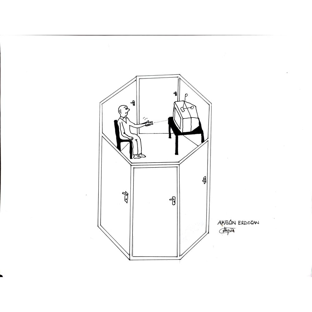 Akgün Erdoğan 35x25cm Orijinal Karikatür BOD00940