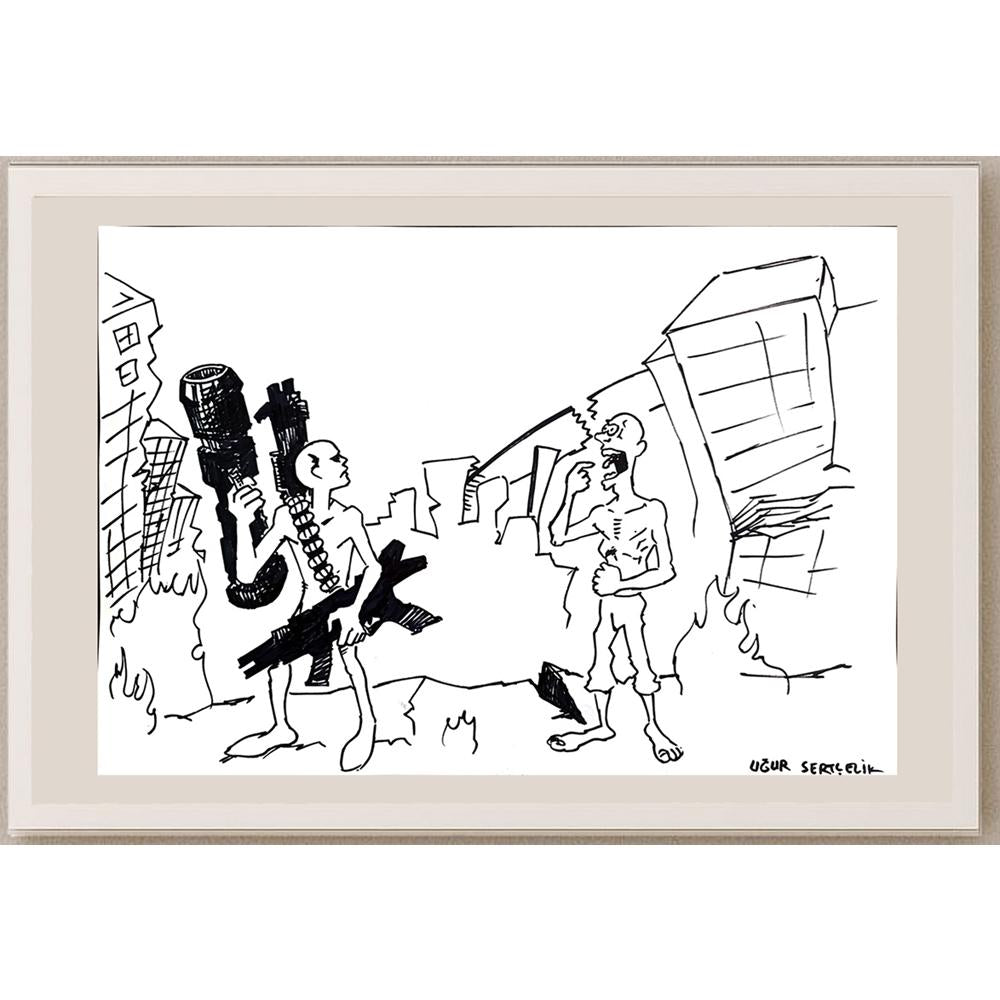 Uğur Sertçelik 43x30cm Orijinal Karikatür BOD00951