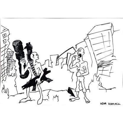 Uğur Sertçelik 43x30cm Orijinal Karikatür BOD00951