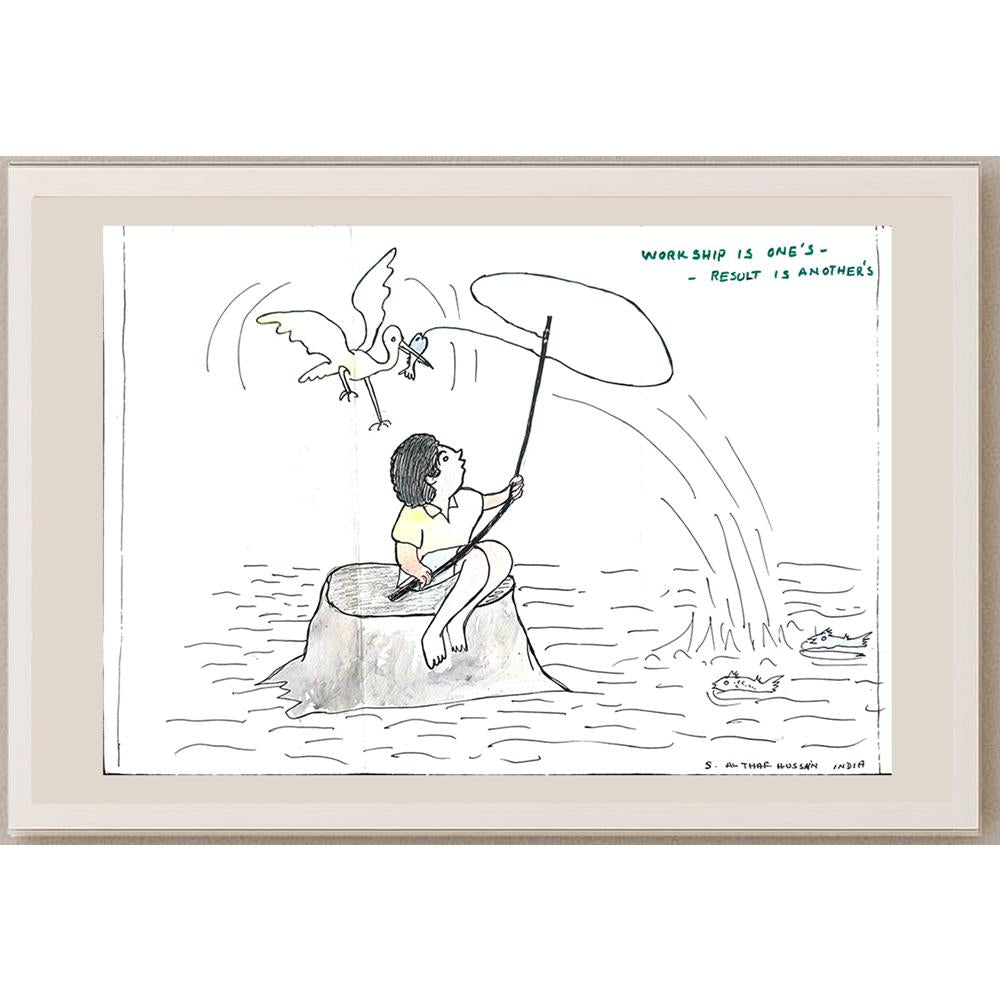 Althaf Hussain 29x21cm Orijinal Karikatür BOD01102