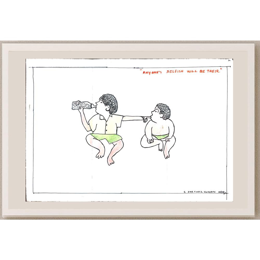 Sarttaz Hussain 29x21cm Orijinal Karikatür BOD01103