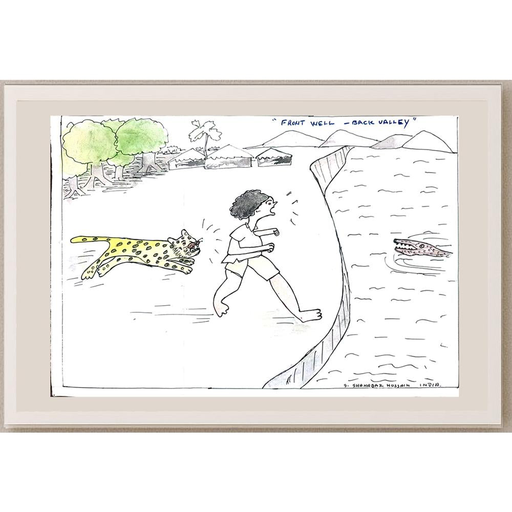 Shahabaz Hussain 29x21cm Orijinal Karikatür BOD01104