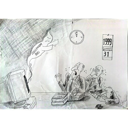 Mok Siu Man 29x21cm Orijinal Karikatür BOD01206