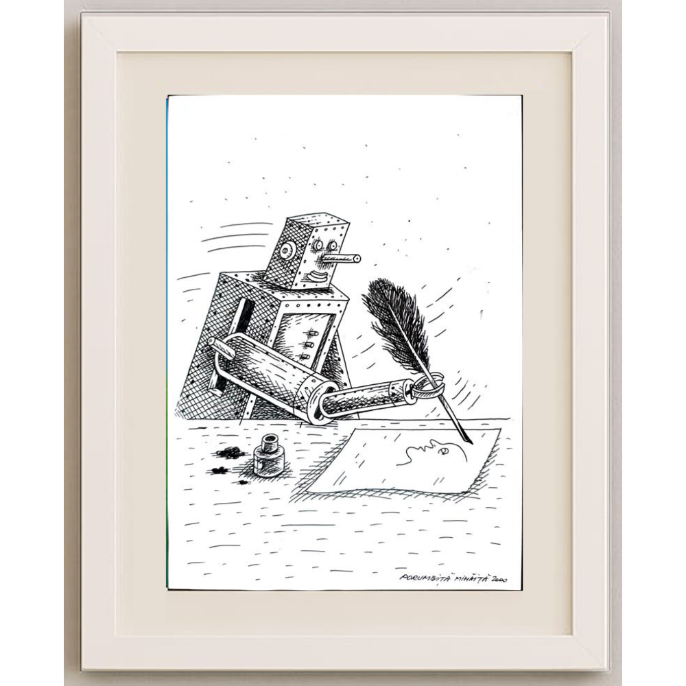 Porumbita Mihaita 29x21cm Orijinal Karikatür BOD01235