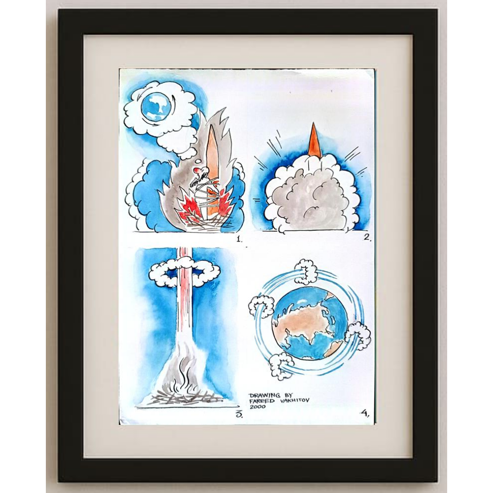 Fareed Vakhitov 21x15cm Orijinal Karikatür BOD01238