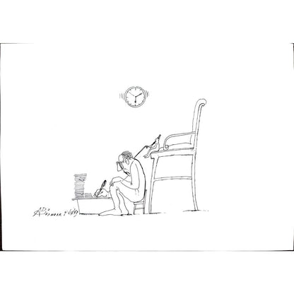 Ali Divandari 29x21cm Orijinal Karikatür BOD01248