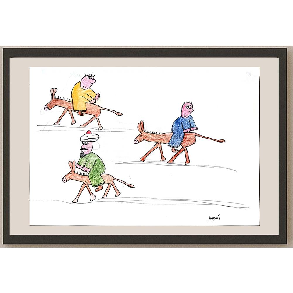 Mavi Koçak 35x25cm Orijinal Karikatür BOD01305