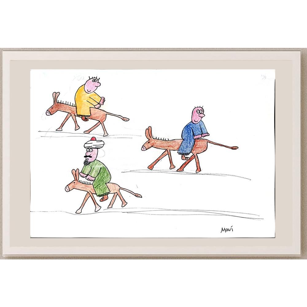 Mavi Koçak 35x25cm Orijinal Karikatür BOD01305