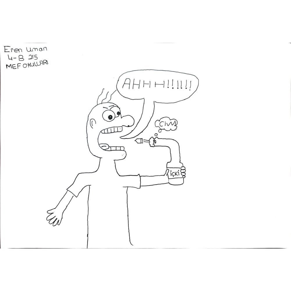 Eren Uman 35x25cm Orijinal Karikatür BOD01390