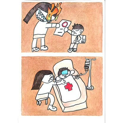 Zhang He 29x21cm Orijinal Karikatür BOD01409