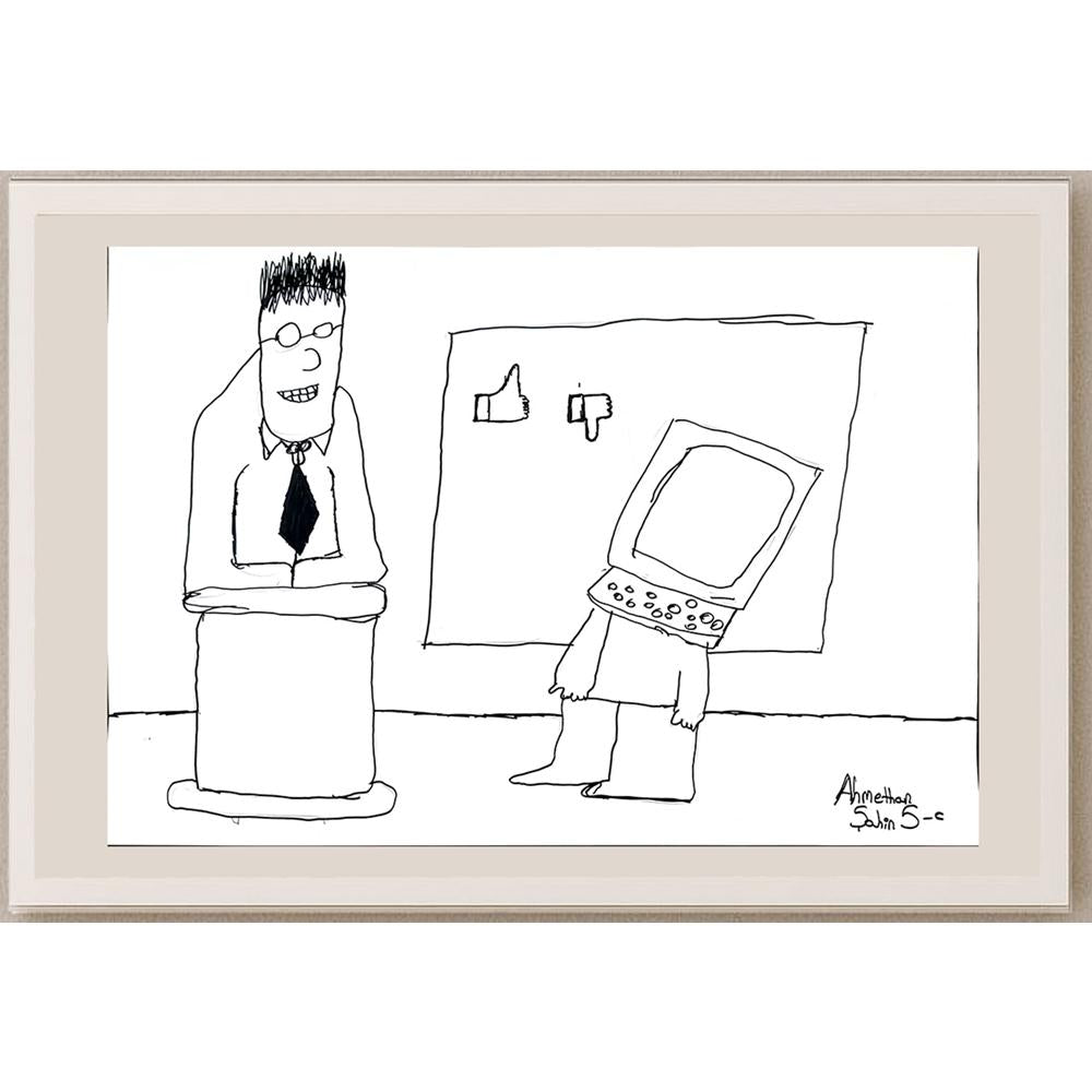 Ahmethan Şahin 43x30cm Orijinal Karikatür BOD01456