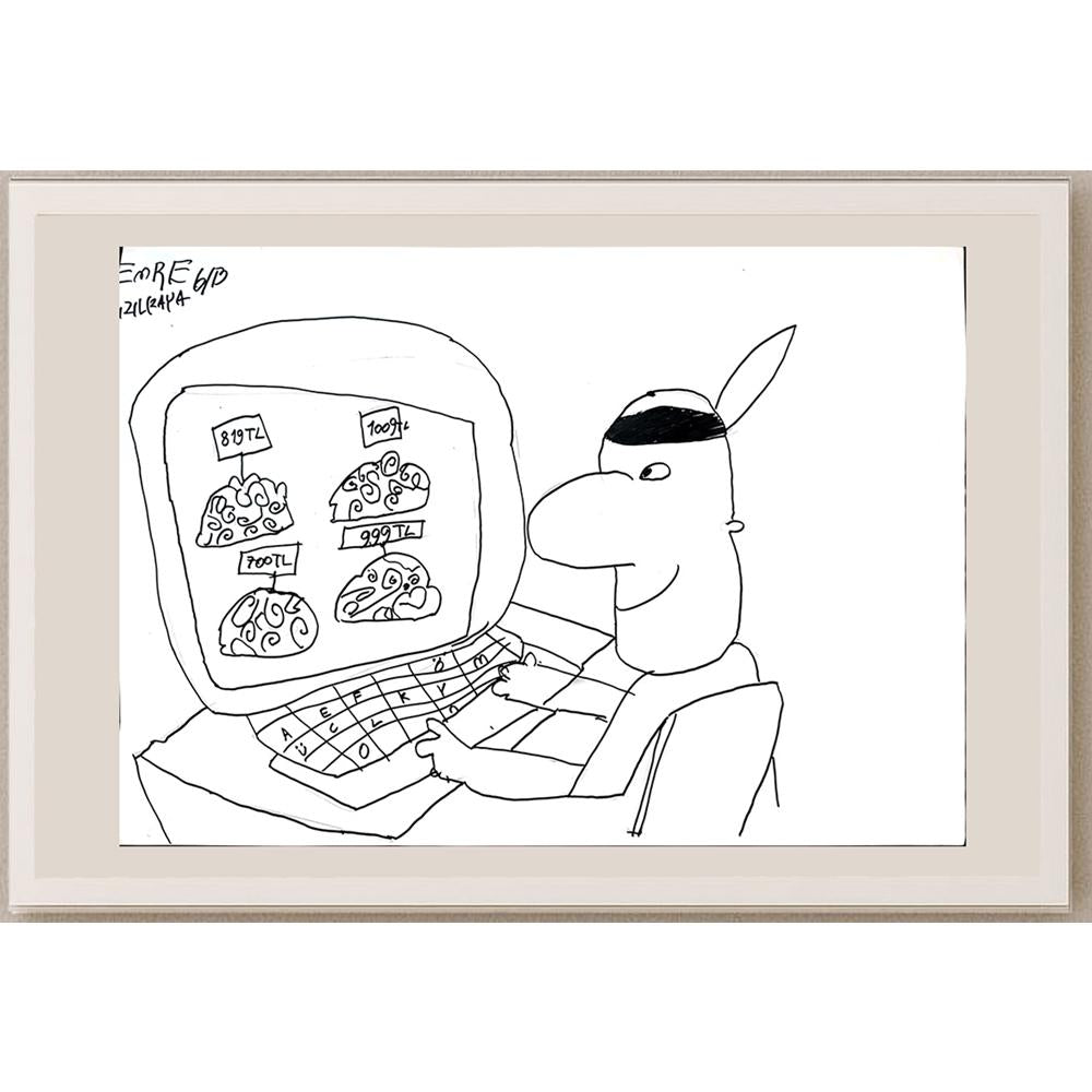 Emre Kızılkaya 43x30cm Orijinal Karikatür BOD01457