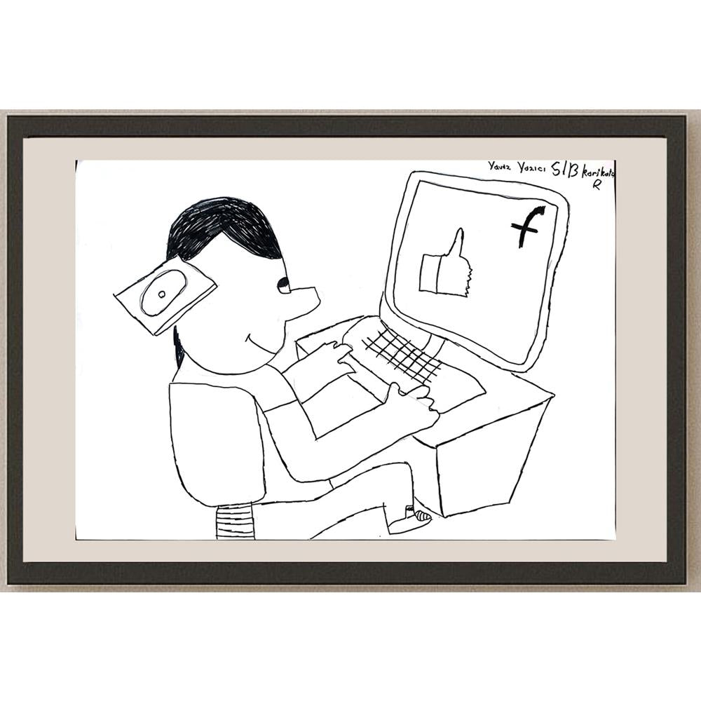 Yavuz Yazıcı 43x30cm Orijinal Karikatür BOD01459