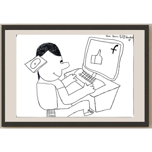 Yavuz Yazıcı 43x30cm Orijinal Karikatür BOD01459